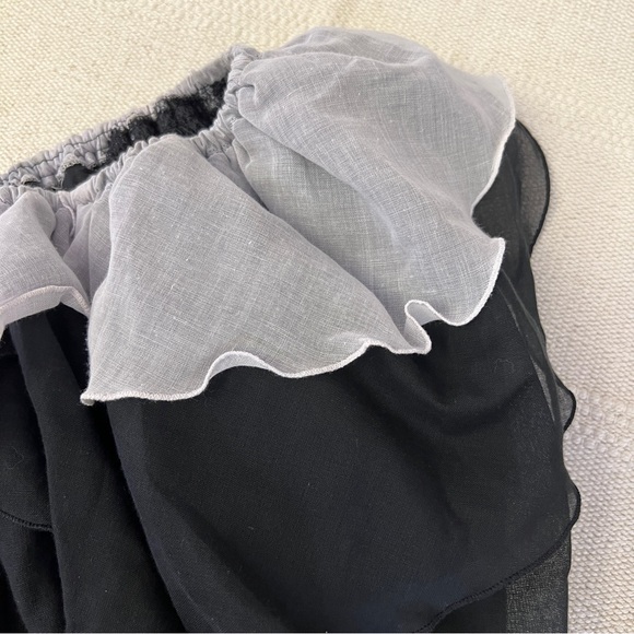 Vintage 80s Black and Silver Ruffle Cotton Gauze Mini Dress - Picture 13 of 16